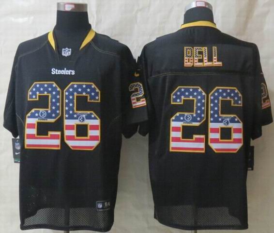 Nike Pittsburgh Steelers 26 Bell USA Flag Fashion Black Elite Jerseys