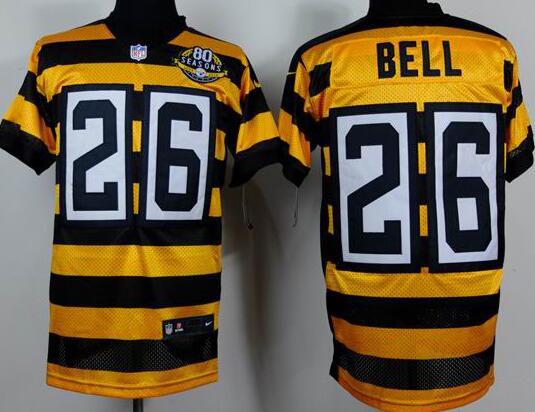 Nike Pittsburgh Steelers 26 Le Veon Bell Yellow Throwback NFL Retro 80TH Jerseys