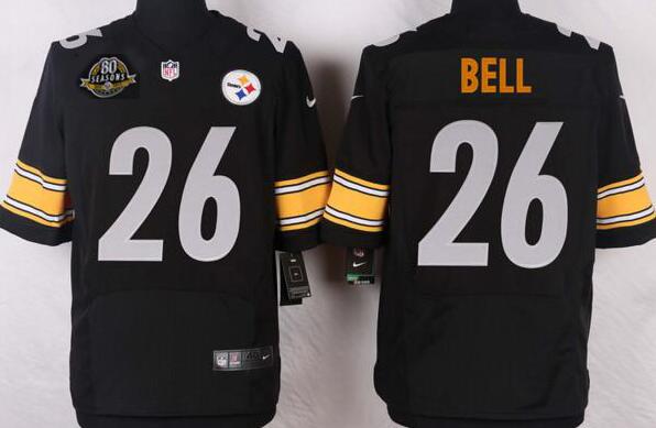 Nike Pittsburgh Steelers 26 Le Veon Bell elite Black NFL Jerseys 80th patch