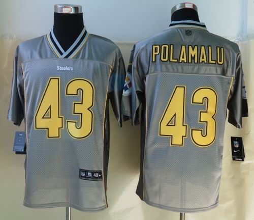 Nike Pittsburgh Steelers 43 Polamalu Grey Vapor Elite Jerseys