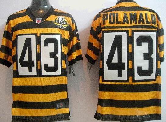 Nike Pittsburgh Steelers 43 Troy Polamalu Yellow Black NFL Retro 80TH Jerseys