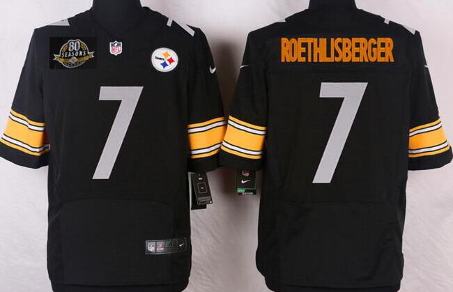 Nike Pittsburgh Steelers 7 Ben Roethlisberger Black NFL 80th Anniversary Elite Jerseys