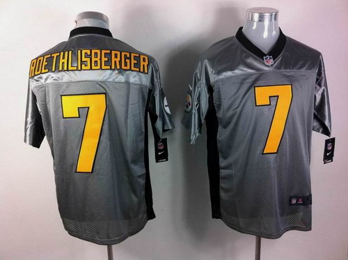 Nike Pittsburgh Steelers 7 Ben Roethlisberger Elite NFL Grey Shadow Jerseys