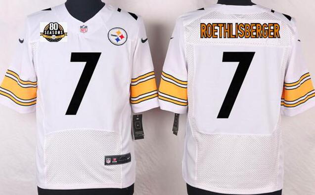 Nike Pittsburgh Steelers 7 Ben Roethlisberger White NFL 80th Anniversary elite Jerseys