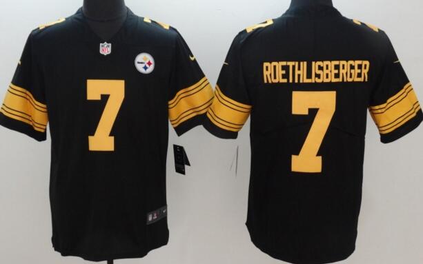 Nike Pittsburgh Steelers 7 Roethlisberger Black Color Rush Limited Jersey