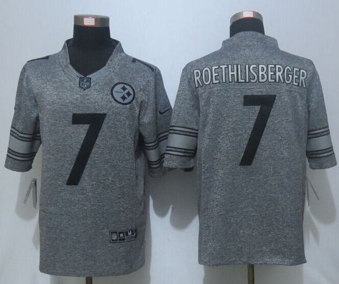 Nike Pittsburgh Steelers 7 Roethlisberger Gray Men Stitched Gridiron Gray Limited Jersey