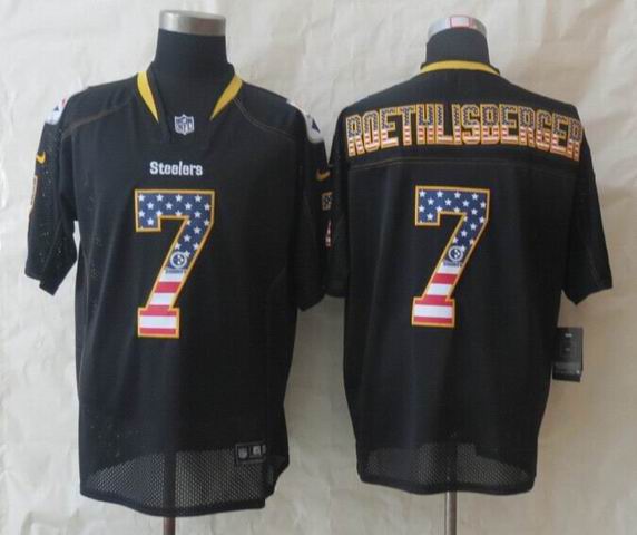 Nike Pittsburgh Steelers 7 Roethlisberger USA Flag Fashion Black Elite Jersey