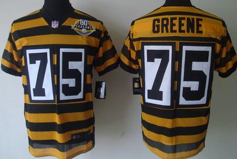 Nike Pittsburgh Steelers 75 Joe Greene Elite Yellow Black 80th NFL Throwback Jerseys