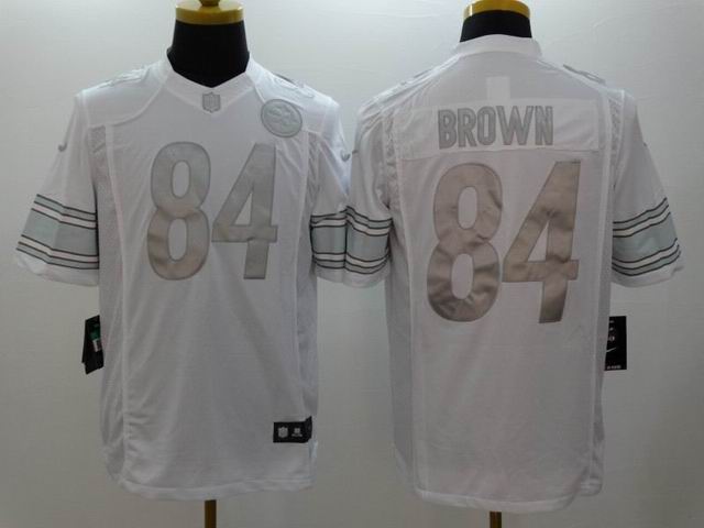 Nike Pittsburgh Steelers 84 Antonio Brown Platinum White Limited Jerseys