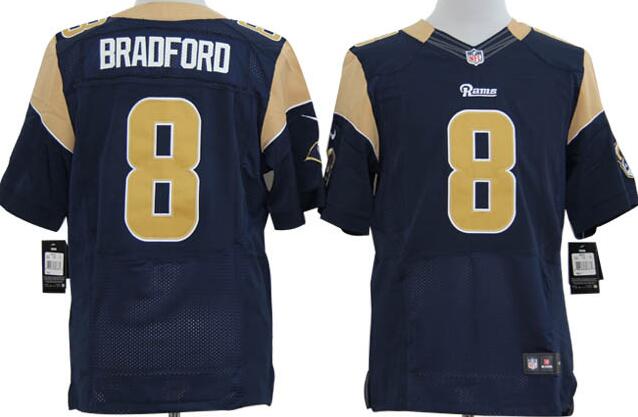 Nike Sam Bradford St. Louis Rams 8 Blue Stitched Elite men NFL football Jerseys