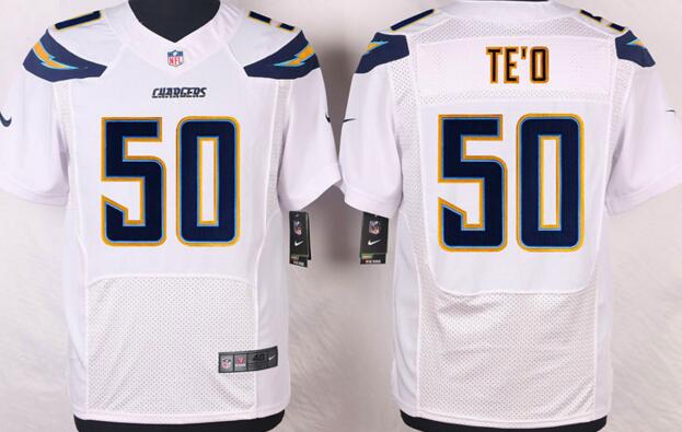 Nike San Diego Chargers 50 Manti Te o white elite Jersey