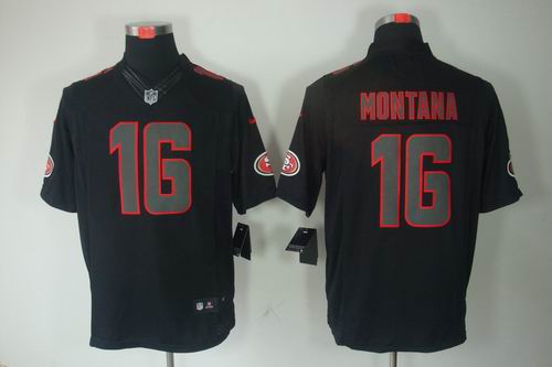 Nike San Francisco 49ers 16 Joe Montana Impact Limited Black NFL Jerseys