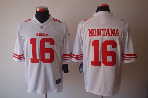 Nike San Francisco 49ers 16 Joe Montana Limited White NFL Jerseys