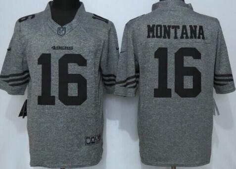 Nike San Francisco 49ers 16 Montana Gray Stitched Gridiron Gray Limited Jersey