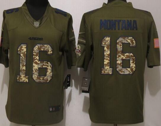 Nike San Francisco 49ers 16 Montana Green Salute To Service Limited Jersey