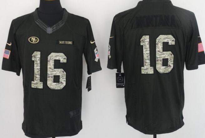 Nike San Francisco 49ers 16 Montana Green Salute To Service Limited Jerseys