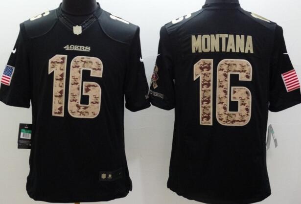 Nike San Francisco 49ers 16 Montana black usa falg Limited Jersey