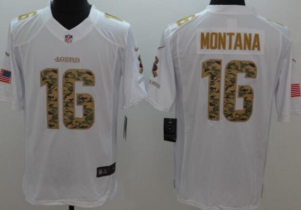 Nike San Francisco 49ers 16 Montana white men usa falg nfl football Limited Jersey