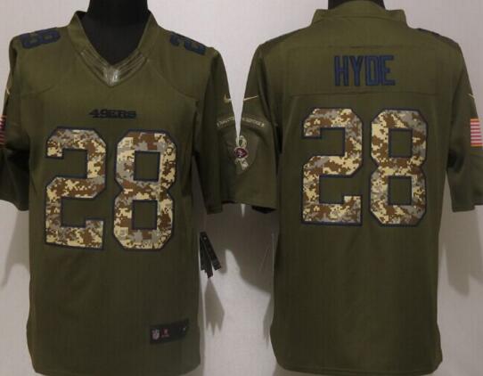 Nike San Francisco 49ers 28 Hyde Green Salute To Service Limited Jersey