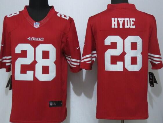 Nike San Francisco 49ers 28 Hyde Red Limited Jerseys