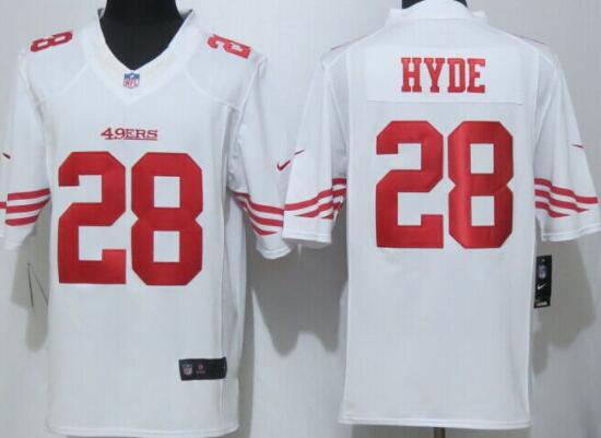 Nike San Francisco 49ers 28 Hyde White Limited Jerseys