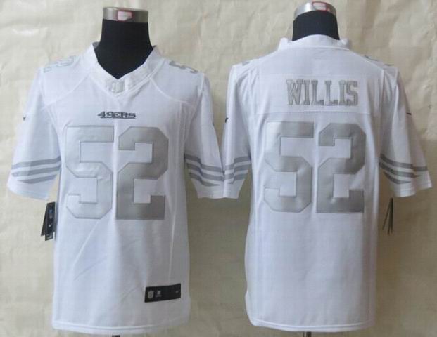 Nike San Francisco 49ers 52 Willis Platinum White Limited Jerseys