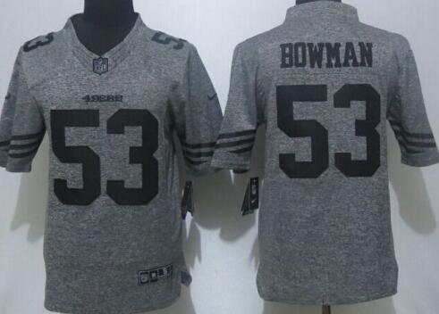 Nike San Francisco 49ers 53 Bowman Gray Men Stitched Gridiron Gray Limited Jersey