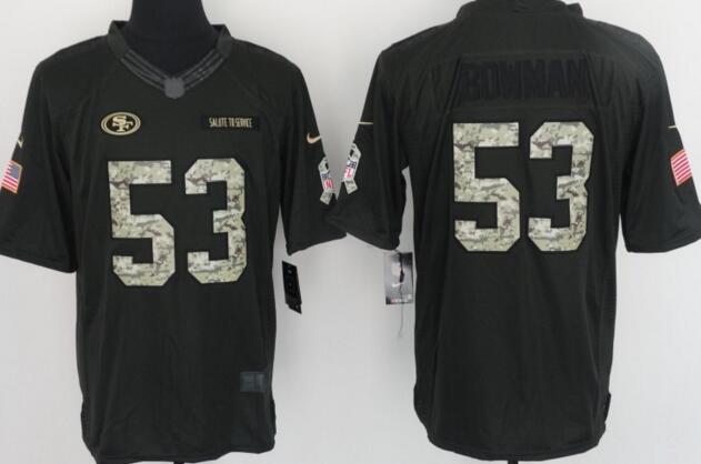 Nike San Francisco 49ers 53 Bowman Gray Men Stitched green Limited Jersey