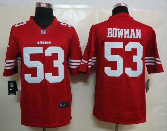 Nike San Francisco 49ers 53 Bowman Red Limited Jerseys