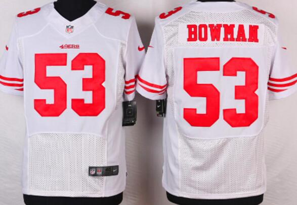 Nike San Francisco 49ers 53 Bowman White Colors Elite Jerseys