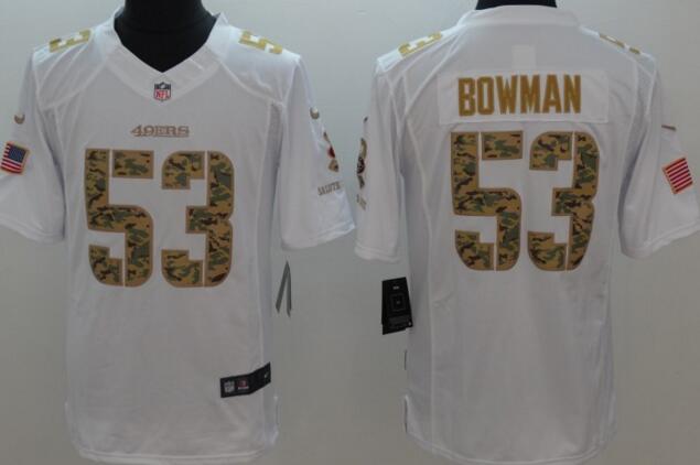 Nike San Francisco 49ers 53 Bowman white usa flag men nfl football Limited Jersey