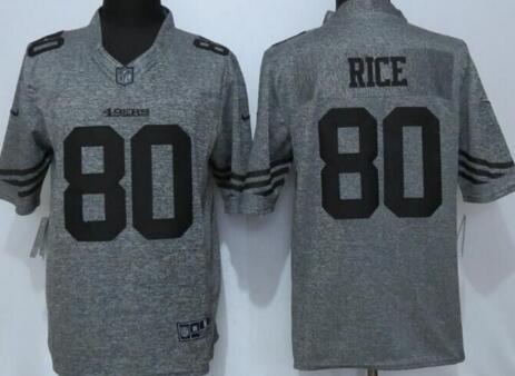 Nike San Francisco 49ers 80 Rice Gray  Stitched Gridiron Gray Limited Jersey