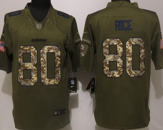 Nike San Francisco 49ers 80 Rice Green Salute To Service Limited Jerse