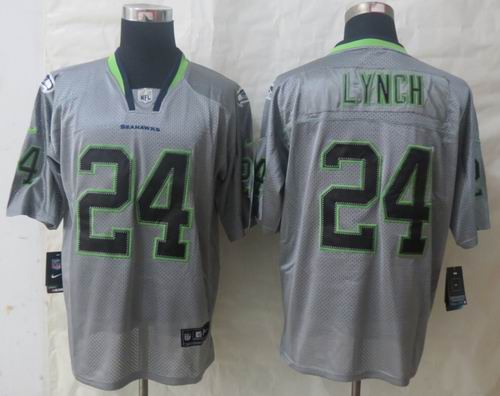 Nike Seattle Seahawks 24 Lynch Lights Out Grey Elite Jersey