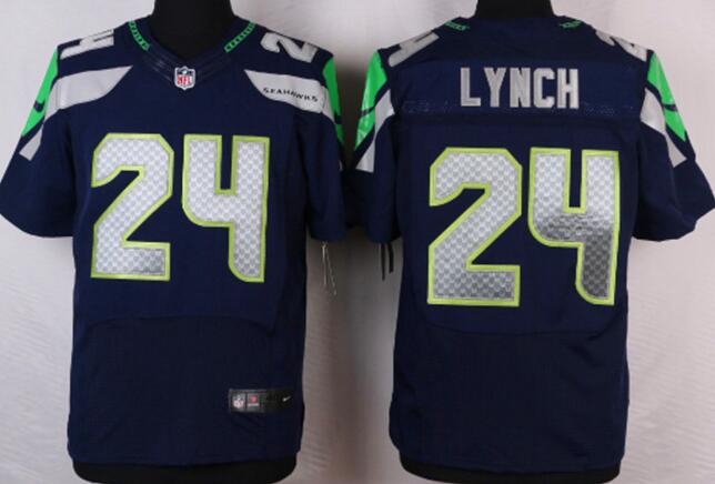 Nike Seattle Seahawks 24 Marshawn Lynch Elite Blue NFL Jersey