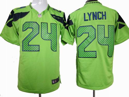 Nike Seattle Seahawks 24 Marshawn Lynch Game Green NFL Jerseys