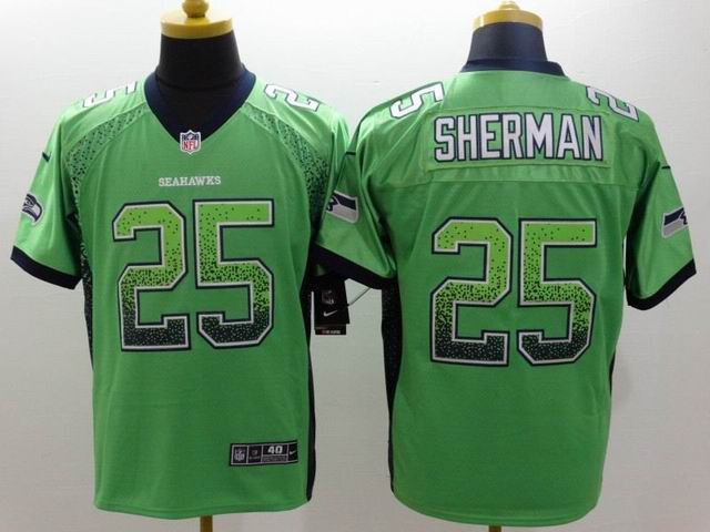 Nike Seattle Seahawks 25 Richard Sherman Drift Fashion green Elite nfl Jerseys