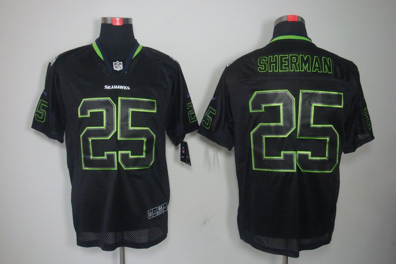 Nike Seattle Seahawks 25 Richard Sherman Elite Black NFL Lights Out Jerseys