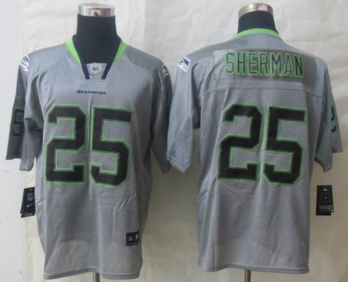 Nike Seattle Seahawks 25 Sherman Lights Out Grey Elite Jerseys