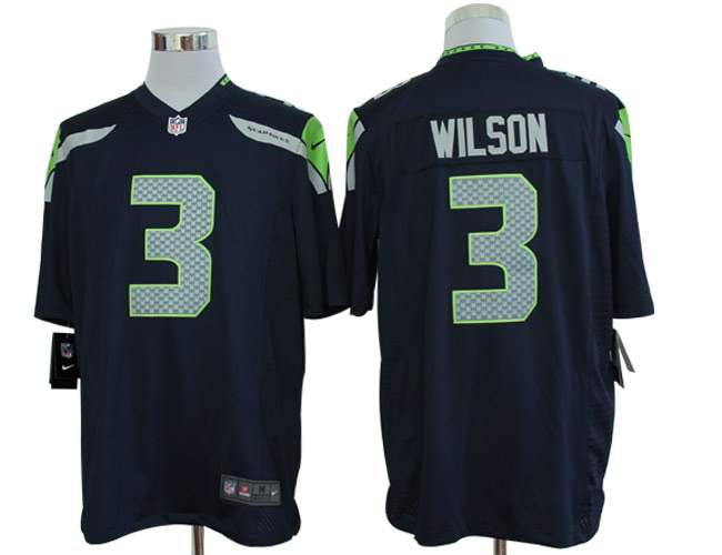 Nike Seattle Seahawks 3 Russell Wilson Game Blue NFL Jerseys