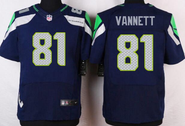 Nike Seattle Seahawks 81 Nick Vannett Elite men Blue NFL football Jerseys