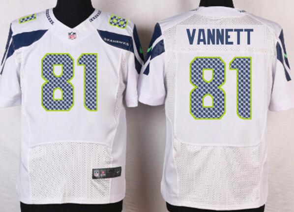 Nike Seattle Seahawks 81 Nick Vannett Elite men white NFL football Jerseys