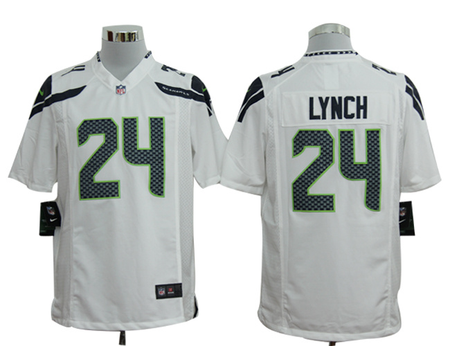 Nike Seattle Seahawks LYNCH 24 game white NFL Jersey