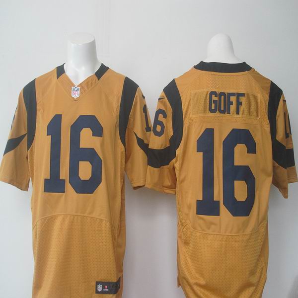 Nike St. Louis Rams 16 Jared Goff yellow elite nfl jersey