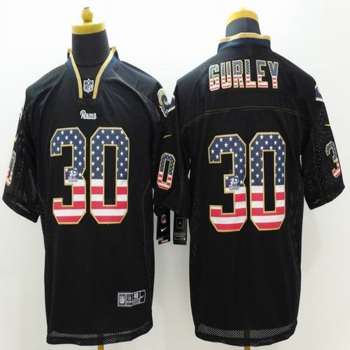 Nike St. Louis Rams 30 Todd Gurley USA Flag Fashion Black Elite Jerseys