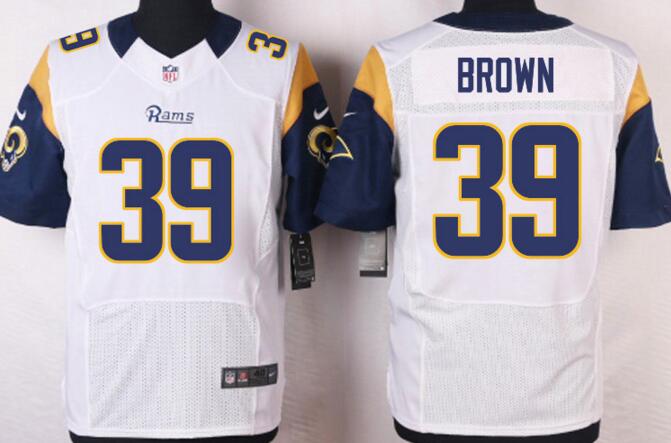 Nike St. Louis Rams 39 Malcolm Brown Elite White NFL football Jerseys