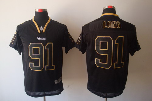 Nike St. Louis Rams 91 Chris Long Elite Black NFL Lights Out Jersey