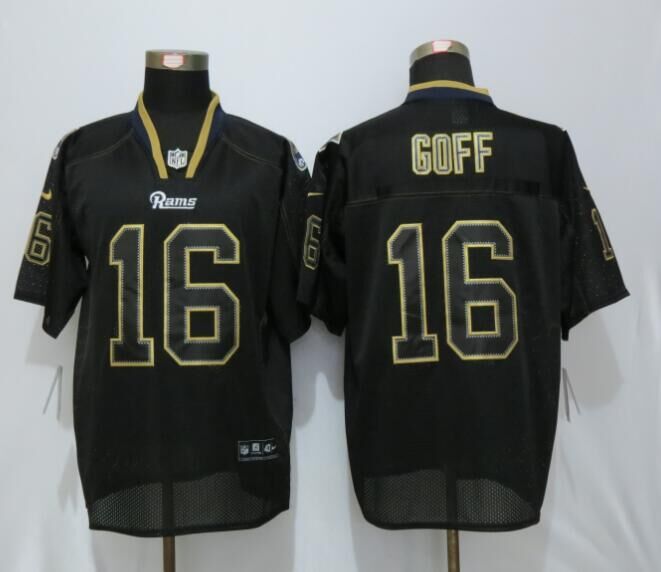 Nike St.Louis Rams 16 Goff Lights Out Black Elite Jerseys