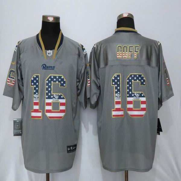 Nike St.Louis Rams 16 Goff USA Flag Fashion Gray Elite Jerseys