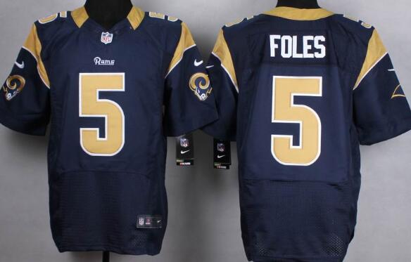 Nike St.Louis Rams 5 Nick Foles Blue elite football men Jerseys